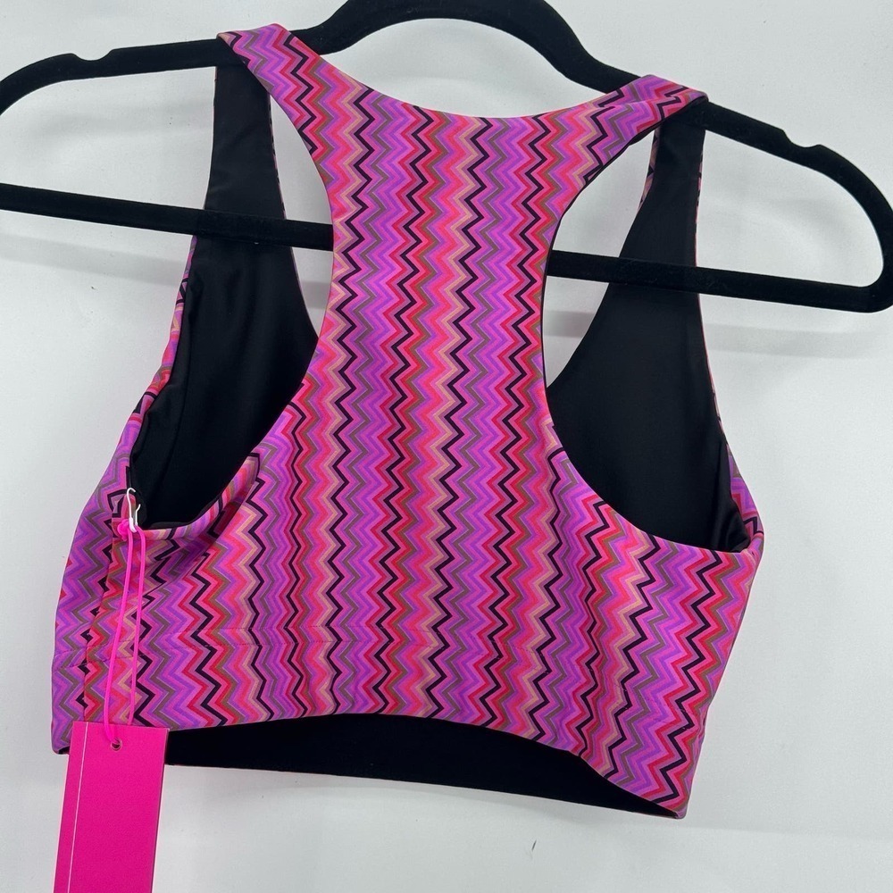Terez Duo Knit Magenta Zig Zag Sports Bra Racerback Pink Size M NWT - Picture 5 of 12